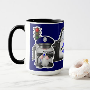 Caneca Policial Gnome com Caminhão de Polícia