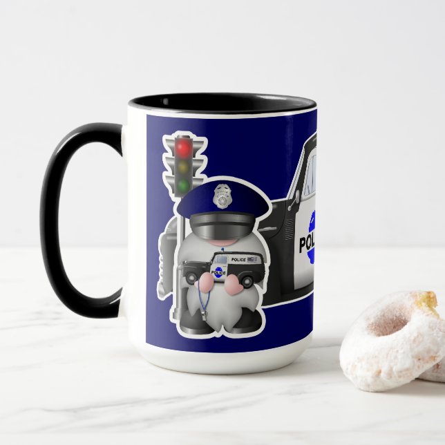 Caneca Policial Gnome com Caminhão de Polícia (Com Donut)