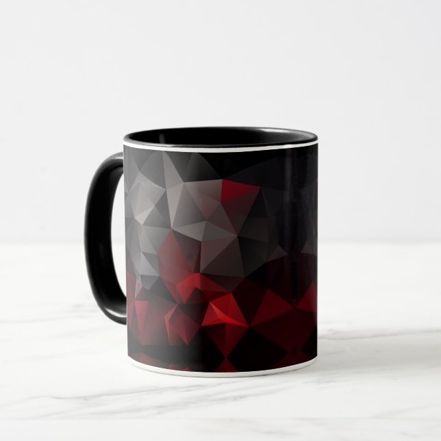Caneca Poligonal, preto e vermelho (Frente Esquerda)