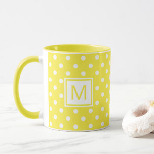 Caneca Polkadots Brancos Personalizados Em Amarelo Brilha