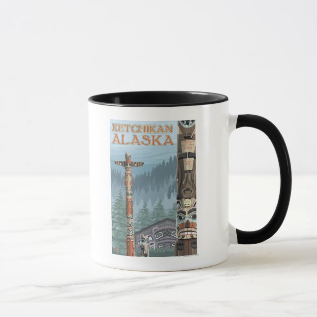 Caneca Polos de Totem do Alasca - Ketchikan, Alasca (Direita)