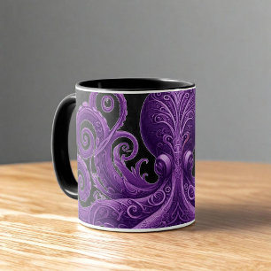 Caneca Polvo Roxo Vitoriano Steampunk Kraken