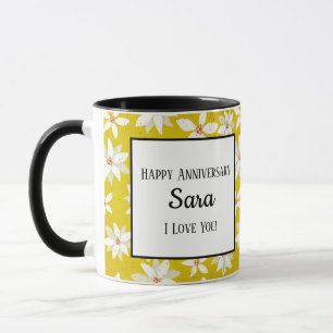 Caneca Pontas brancas Realces vermelhos Ouro brilhante Am