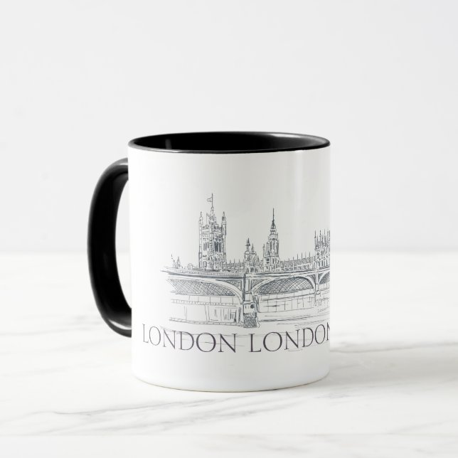 Caneca Ponte de Londres e Sketch Big Ben Iconic Skyline (Frente Esquerda)