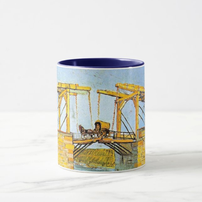 Caneca Ponte Langlois em Arles por Vincent van Gogh (Centro)