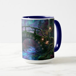 Caneca Ponte mágica sobre o riacho encantado Luzes Justas