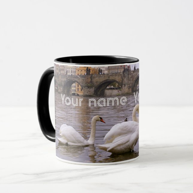 Caneca Ponte Swans e Charles em Praga (Frente Esquerda)