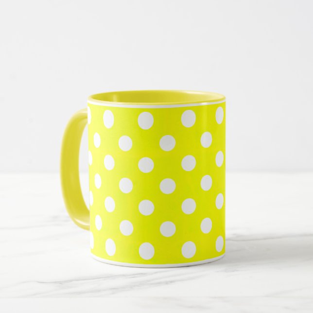 Caneca pontos amarelos retrô (Frente Esquerda)