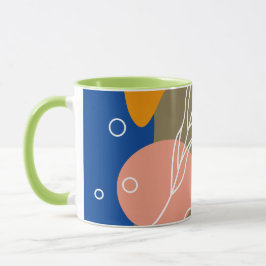 Caneca Pontos de abstrato interessantes com folhas