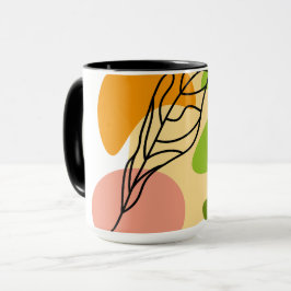 Caneca Pontos de abstrato interessantes com folhas