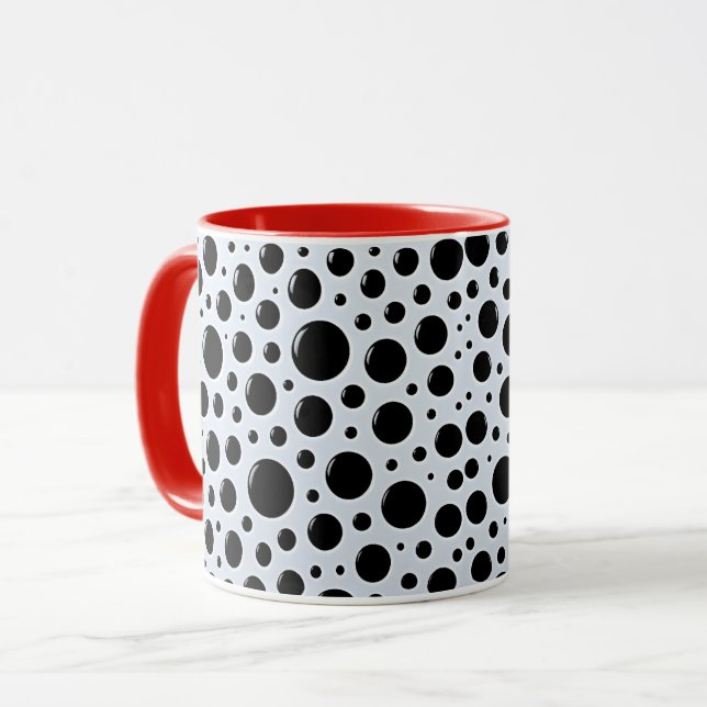 Caneca Pontos de Círculo Preto Moderno (Frente Esquerda)