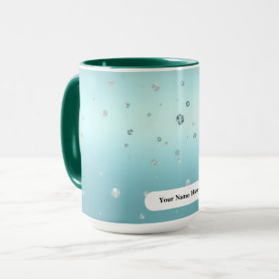 Caneca Pontos de Orvalho Verde Azul Bronze Gelado de Luxo