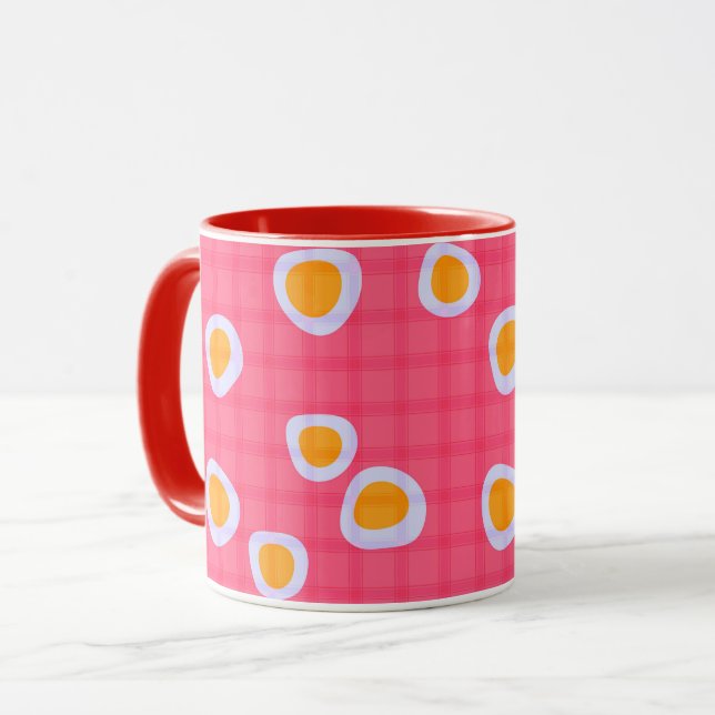 Caneca Pontos divertidos em um fundo cor-de-rosa-coral (Frente Esquerda)