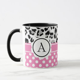 Caneca Pontos e impressão monogramas de fêmeas