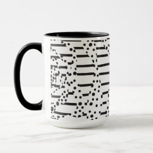 Caneca Pontos e tiras 2 a preto e branco