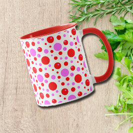Caneca Pontos Polka Vermelhos e Rosas Retrô
