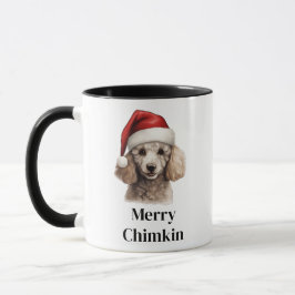 Caneca Poodle Chapéu de Papai Noel Cachorro de Natal