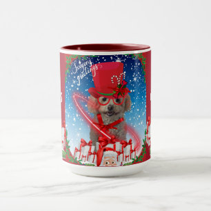 Caneca Poodle Christmas Seasons Saudando Coffee Mug