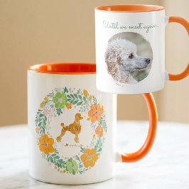 Caneca Poodle Custom Memorial Floral Mug with Photo