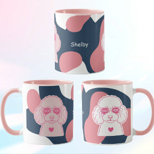 Caneca Poodle Mãe Nome Personalizado Óculos de S
