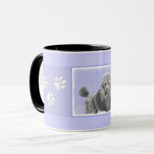 Caneca Poodle Miniature Toy Silver Cinza Blue Dog Art