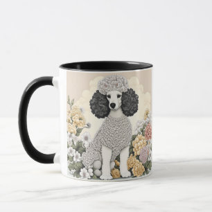 Caneca Poodle Personalizado em Flores Whimsical
