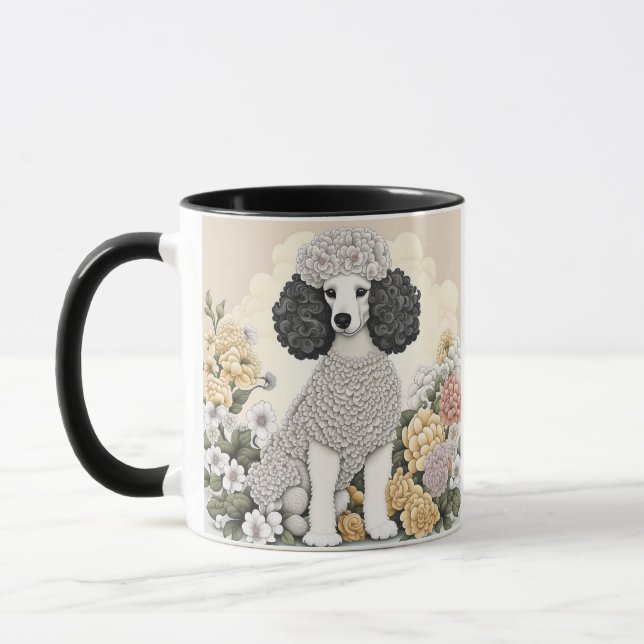 Caneca Poodle Personalizado em Flores Whimsical (Esquerda)