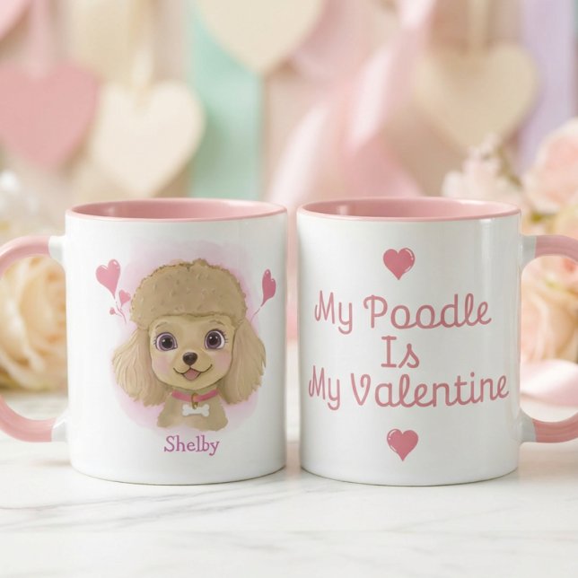 Caneca Poodle Valentine Mug | Personalized Pet Lover Gift (Criador carregado)