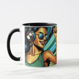 Caneca Pop de Arte em Fones de ouvido Dançando