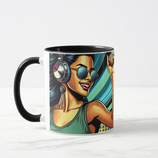 Caneca Pop de Arte em Fones de ouvido Dançando (Esquerda)