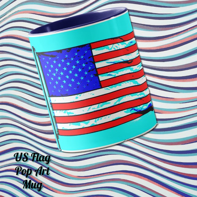 Caneca Pop de pintura de galinha americana (US flag in Pop Art style mug.)