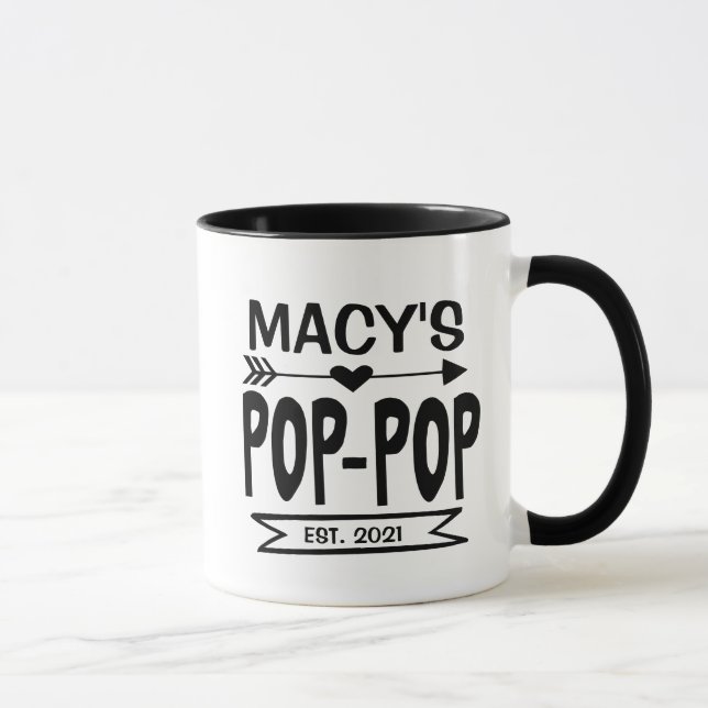 Caneca Pop Pop com o Nome do Neto e Ano (Direita)