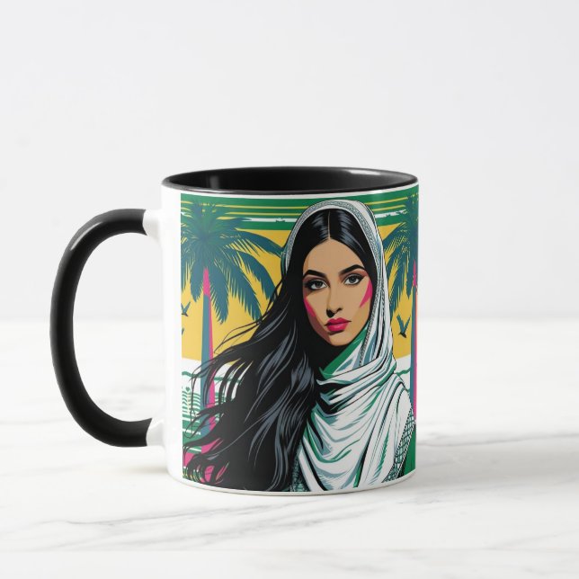 Caneca "Pop Saudita Queen - Arte de Patrimônio Negrito pa (Esquerda)