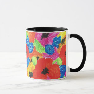 Caneca Poppies Brilhantes e Cornflower Ringer Mug