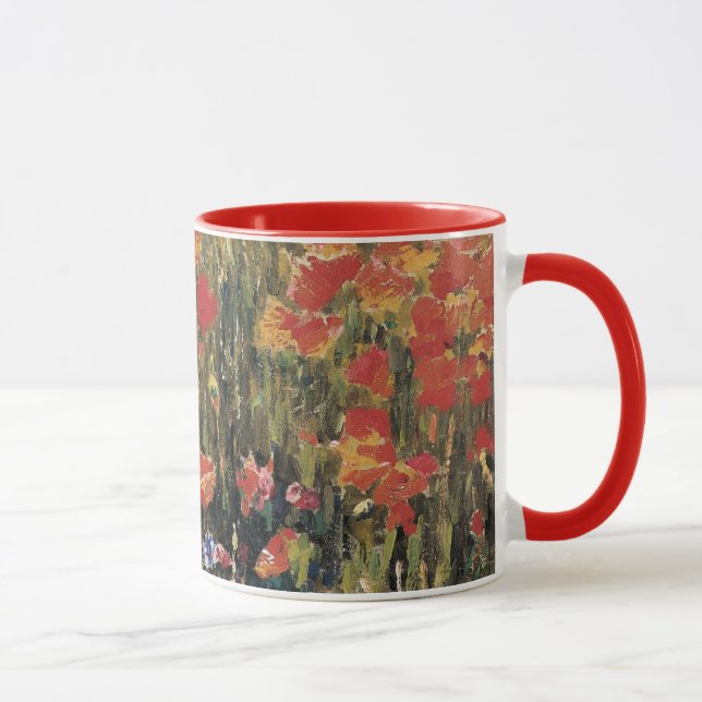 Caneca Poppies de Robert Vonnoh, Impressionismo Vintage (Direita)