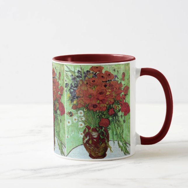 Caneca Poppies vermelhos e margaridas (F280)Van Gogh Fine (Direita)