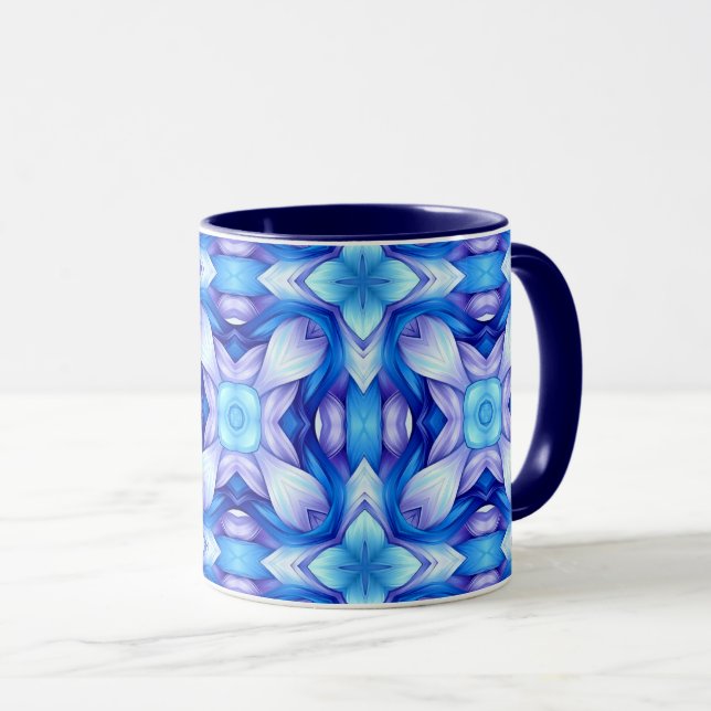 Caneca Popular captivating pattern in blue and violet (Frente Esquerda)
