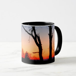 Caneca Pôr do Sol Através das Árvores