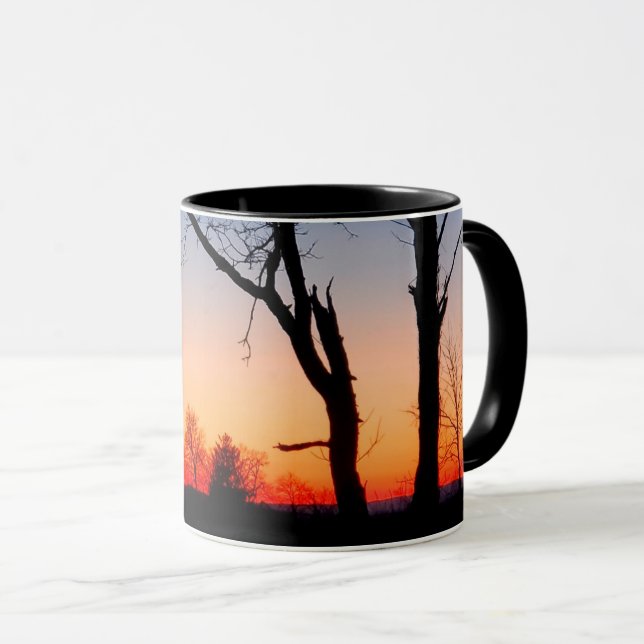 Caneca Pôr do Sol Através das Árvores (Frente Esquerda)