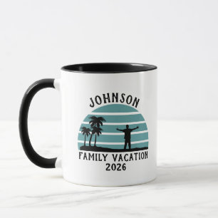 Caneca Pôr do sol da palmeira vintage férias personalizad
