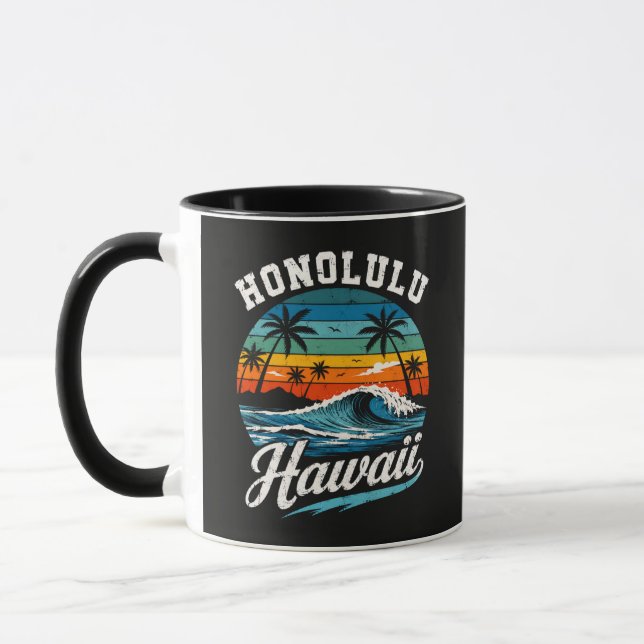 Caneca Pôr do sol de surf em Honolulu Havaí (Esquerda)