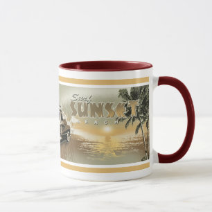 Caneca por do sol do surf