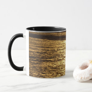 Caneca Pôr do Sol na Califórnia Ondas Oceano Paisagem Mar