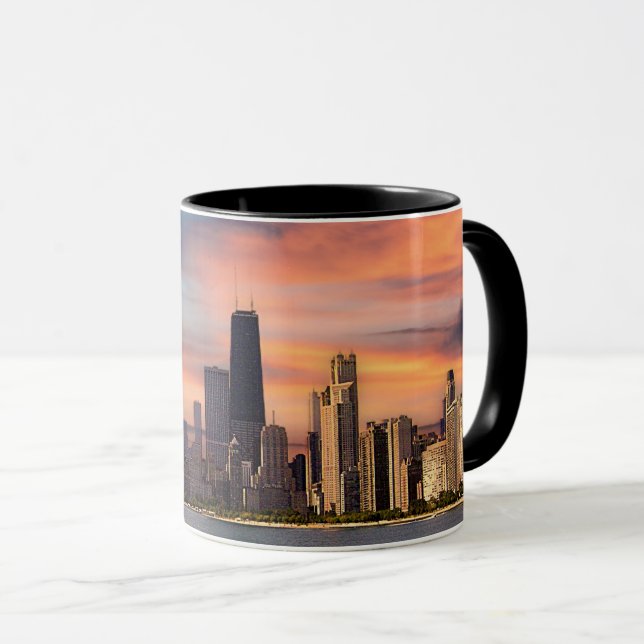 Caneca Pôr do Sol Profundo Chicago (Frente Esquerda)