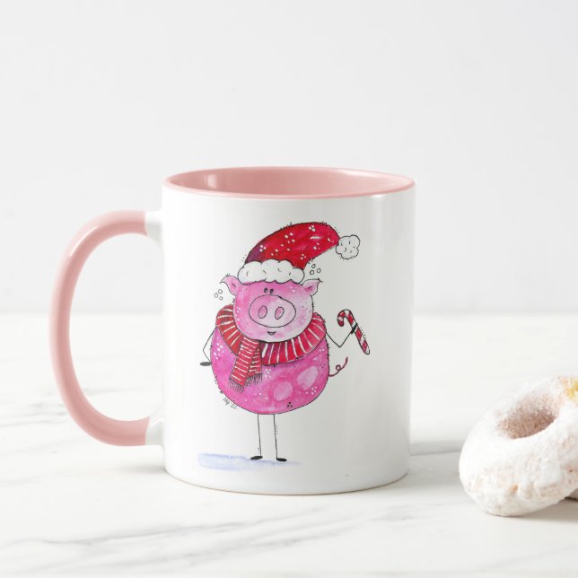 Caneca Porco de Natal Whimsso (Com Donut)