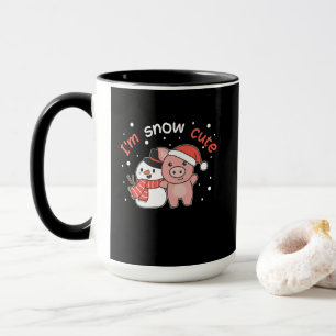 Caneca Porco, eu sou Snow Cute Snowman Snowman Pun
