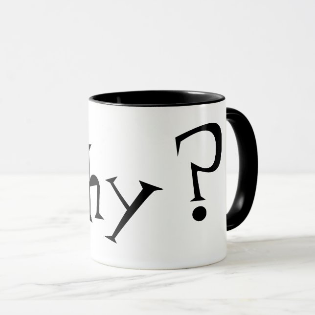Caneca Porquê grande ponto de interrogação Design preto e (Frente Esquerda)