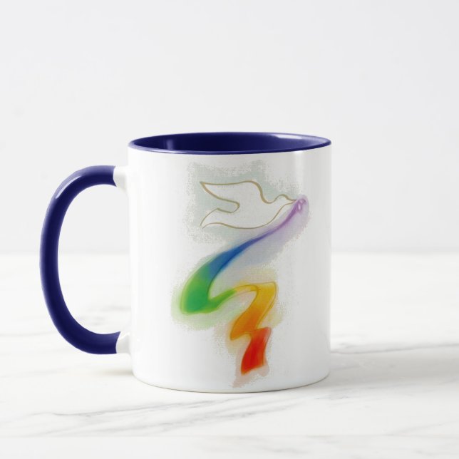 Caneca Porta de Casamento com Fita Arco-Íris (Esquerda)