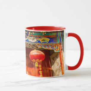 Caneca Porta Vermelha Ornamentada, Lanternas Ano Novo
