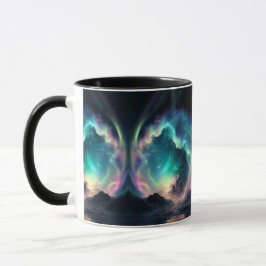 Caneca Portal da Galáxia Aurora Boreal Cósmica Fantasia C